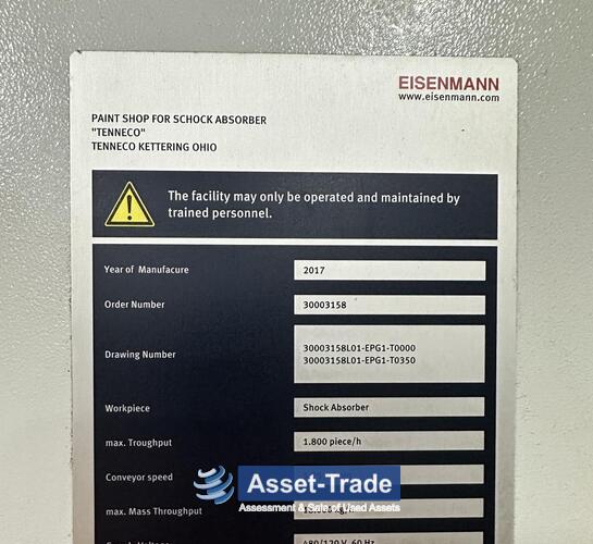 Second Hand EISENMANN Electrostatic Paint Line for Automotive Parts for sale| Asset-Trade